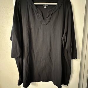 Lands End Size 3X 3/4 Sleeve Black T-shirt